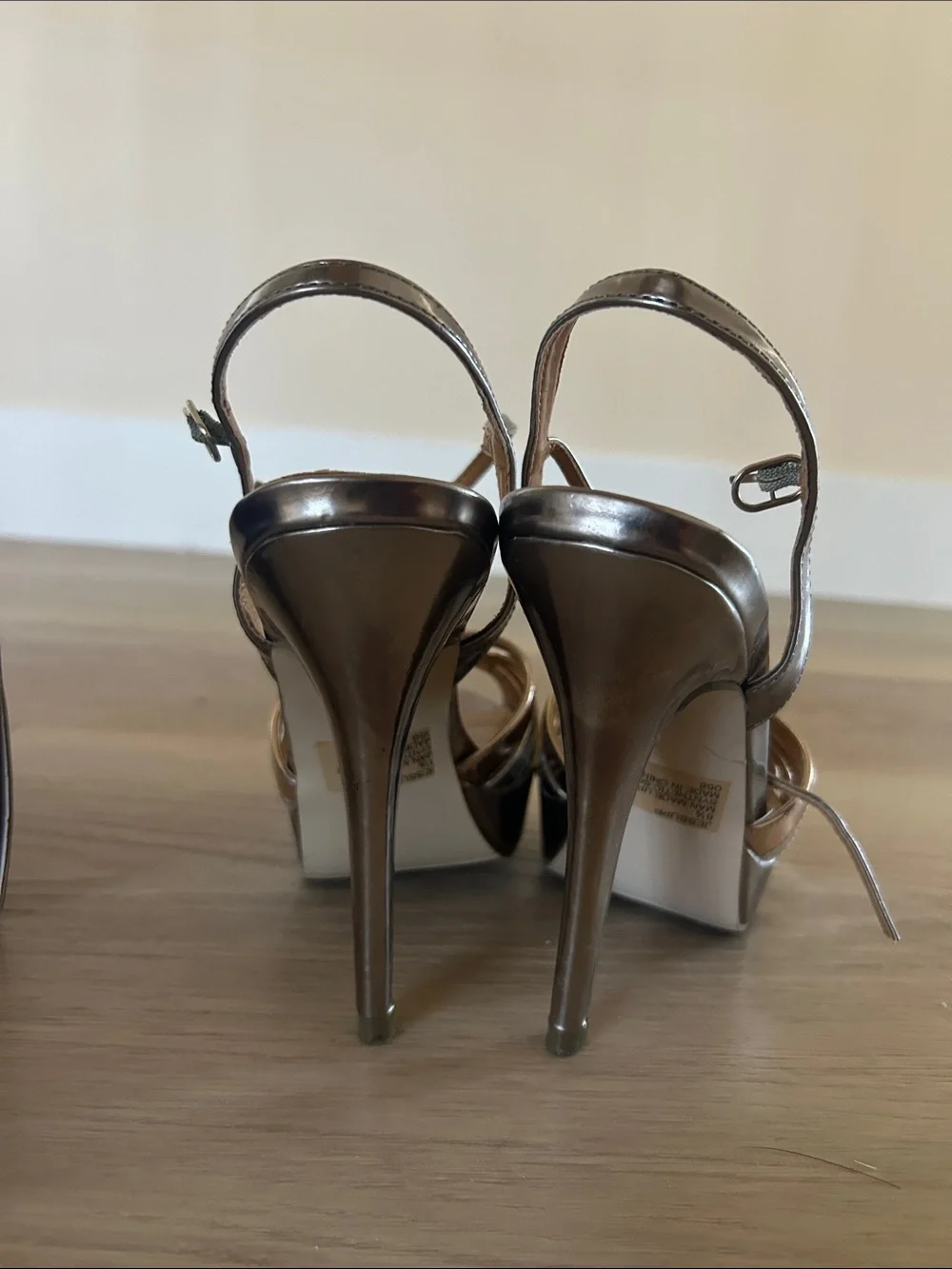 Madden Girl Metallic Gold and Silver Strappy High Heels - Picture 4 of 4